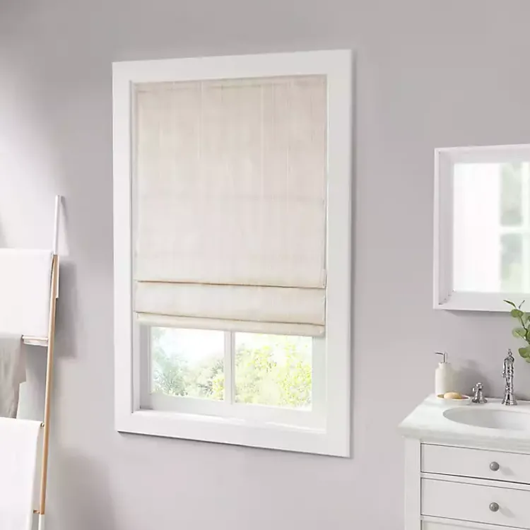 Kirklands Home Basketweave Cordless Roman Shade, 33 in. Ivory Clearance