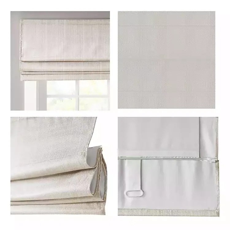 Kirklands Home Basketweave Cordless Roman Shade, 33 in. Ivory Clearance