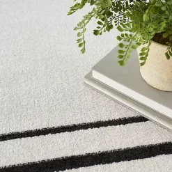 Kirklands Home Bordered Indoor/Outdoor Area Rug, 6x9 Ivory New