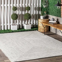 Kirklands Home Ivory Braided Lefebvre Area Rug, 10x14 White New