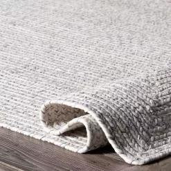 Kirklands Home Ivory Braided Lefebvre Area Rug, 10x14 White New