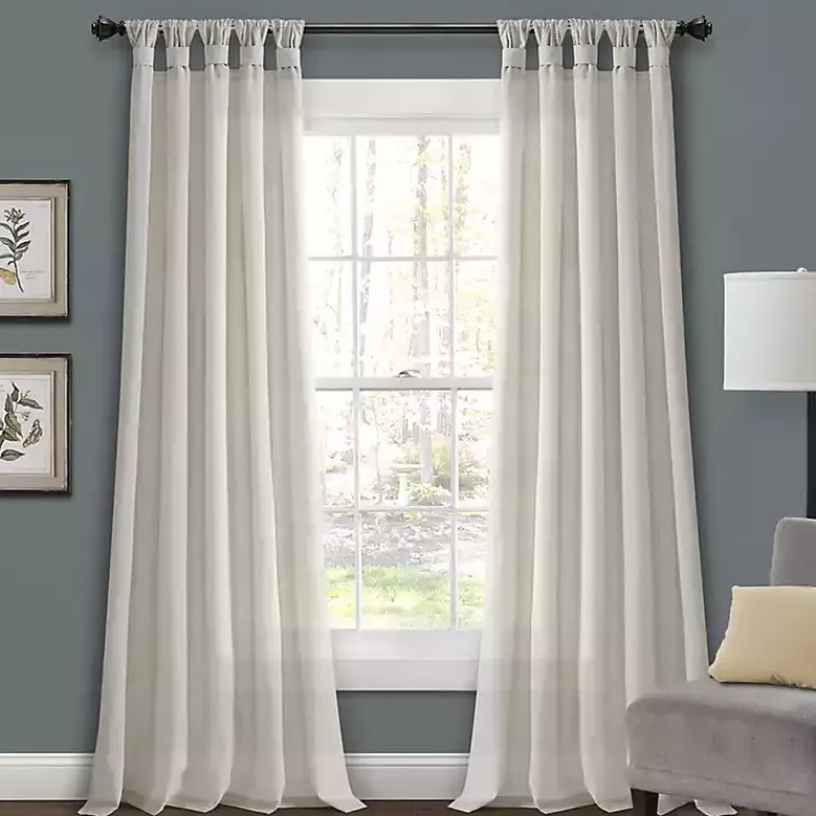 Kirklands Home Burlap Knotted Curtain Panel Set, 108 in. Ivory Outlet