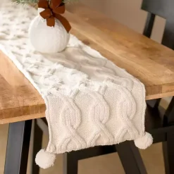 Kirklands Home Chunky Knit Table Runner, 108 in. Ivory Sale