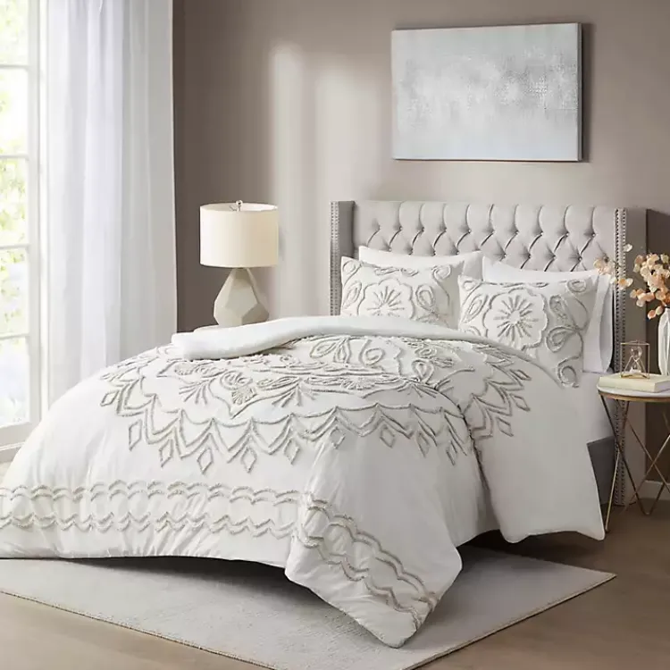 Kirklands Home Medallion Full/Queen 3-pc. Comforter Set Ivory New