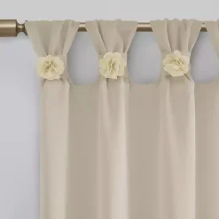 Kirklands Home Rosette Tab Top Curtain Panel, 63 in. Ivory Online