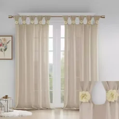Kirklands Home Rosette Tab Top Curtain Panel, 84 in. Ivory Best