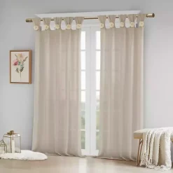 Kirklands Home Rosette Tab Top Curtain Panel, 95 in. Ivory Clearance
