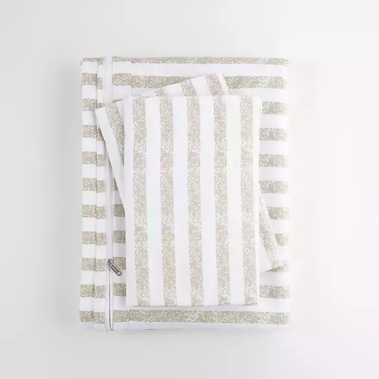 Kirklands Home Rugged Stripes Puffed 3-pc. King Duvet Set Ivory New