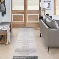 Kirklands Home Ivory Striated Sphere Washable Runner, 2x10 New