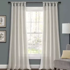 Kirklands Home Top Knotted Burlap Curtain Panel Set, 95 in. Ivory Clearance