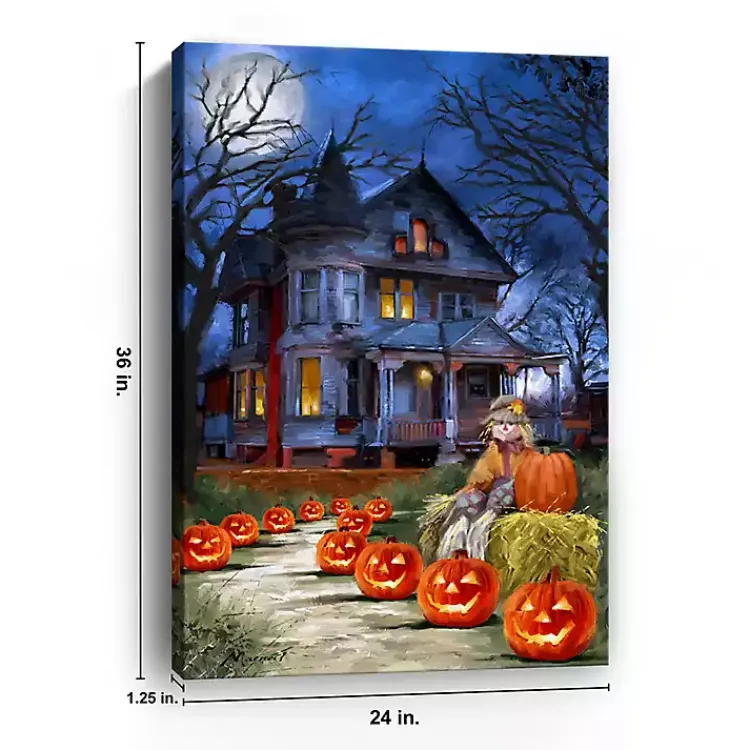 Halloween>Kirklands Home Jack o Lantern Mansion Canvas Art Print, 24x36