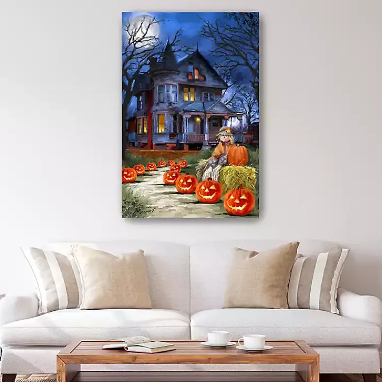 Halloween>Kirklands Home Jack o Lantern Mansion Canvas Art Print, 32x48