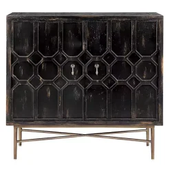 Kirklands Home Laini Distressed Modern Carved Cabinet Black Hot