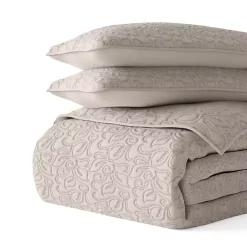 Kirklands Home Latte Floral Stitch 3-pc. Queen Quilt Set Tan Sale