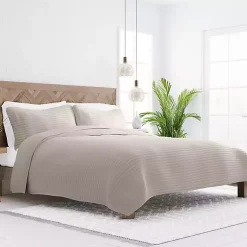 Kirklands Home Latte Stitched Stripes 3-pc. King Quilt Set Tan Hot