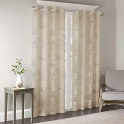 Kirklands Home Leilani Palm Leaf Curtain Panel, 63 in. Tan Outlet