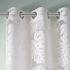 Kirklands Home Leilani Palm Leaf Curtain Panel, 63 in. White Sale
