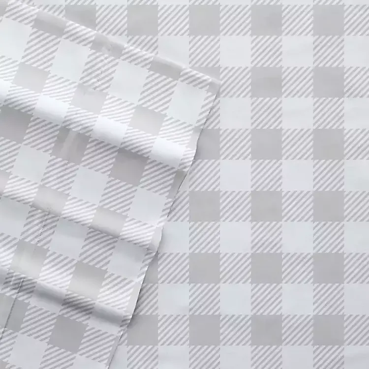 Kirklands Home Light Country Plaid 4-Pc. Full Bed Sheet Set Gray Outlet