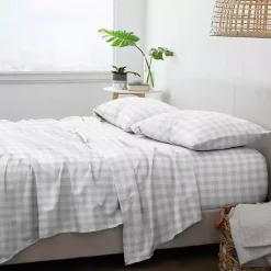 Kirklands Home Light Gray Country Plaid 4-pc. King Bed Sheet Set Discount