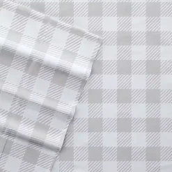 Kirklands Home Light Gray Country Plaid 4-pc. King Bed Sheet Set Discount