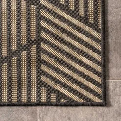 Kirklands Home Lori Dark Gray Modern Geometric Outdoor Rug, 5x8 Outlet