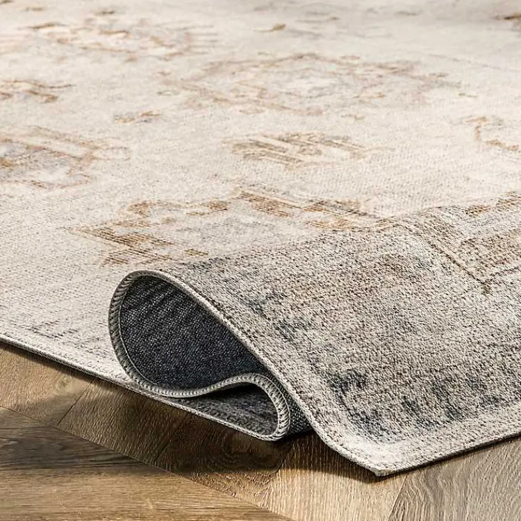 Kirklands Home Lottie Cream Vintage Washable Area Rug, 6x9 Ivory Best