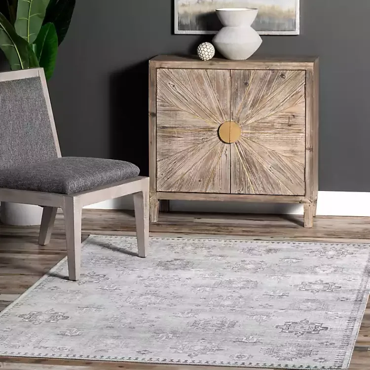 Kirklands Home Lottie Vintage Washable Area Rug, 5x8 Gray Discount