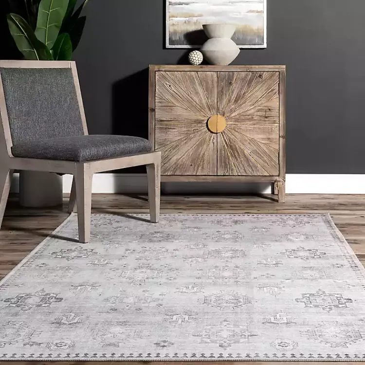 Kirklands Home Lottie Vintage Washable Area Rug, 5x8 Gray Discount