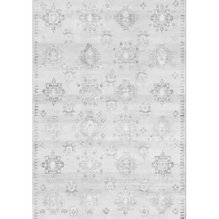 Kirklands Home Lottie Vintage Washable Area Rug, 8x10 Gray Clearance