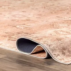 Kirklands Home Lottie Peach Vintage Washable Area Rug, 5x8 Orange Clearance