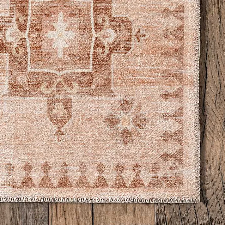Kirklands Home Lottie Peach Vintage Washable Area Rug, 5x8 Orange Clearance