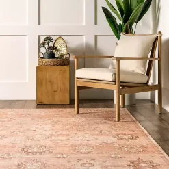 Kirklands Home Lottie Peach Vintage Washable Area Rug, 5x8 Orange Clearance
