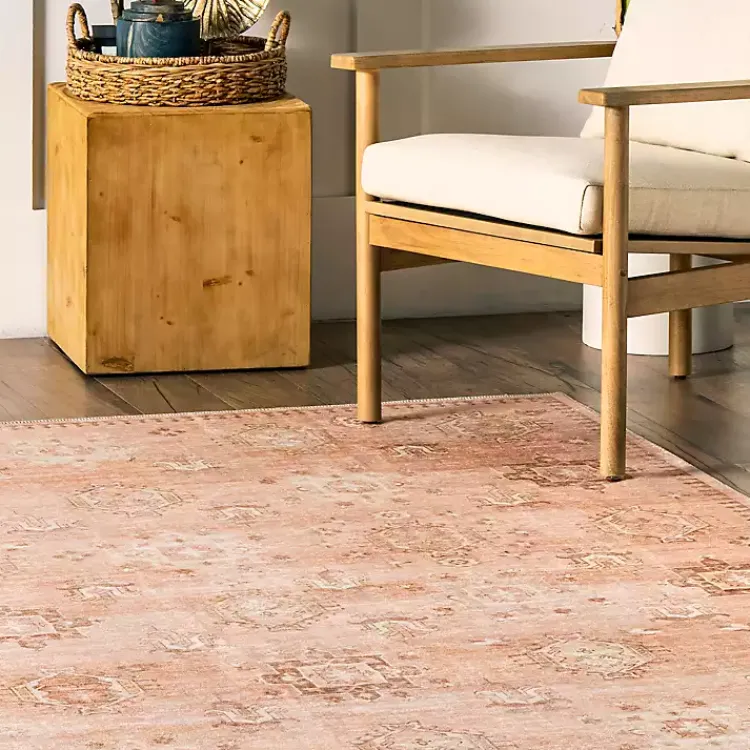 Kirklands Home Lottie Peach Vintage Washable Area Rug, 8x10 Orange Best