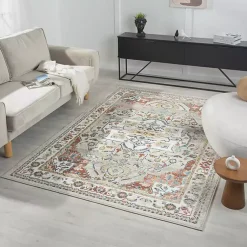 Kirklands Home Medallion Ivory Rust Area Rug, 3x6