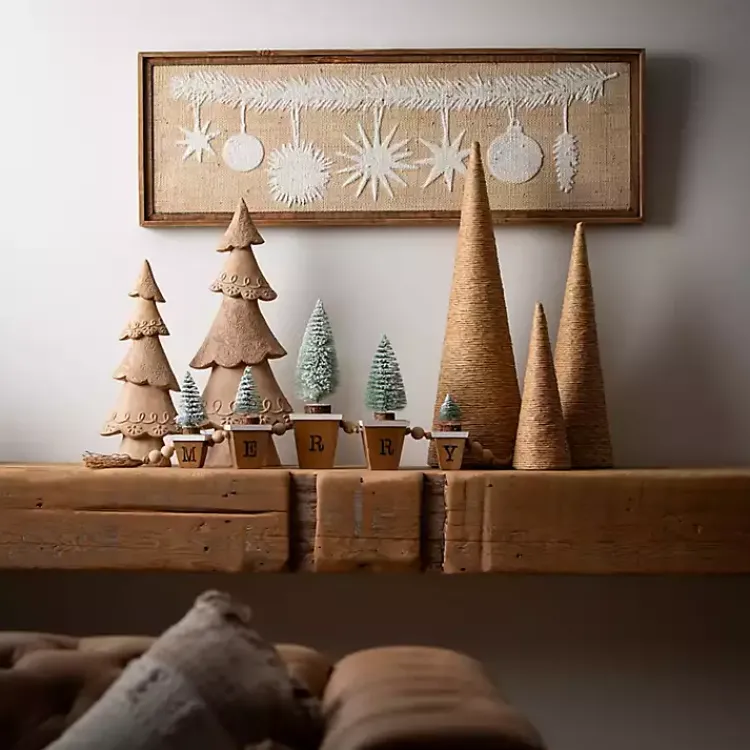 Christmas Decorations>Kirklands Home Merry Bottle Brush Tree Tabletop Blocks Green
