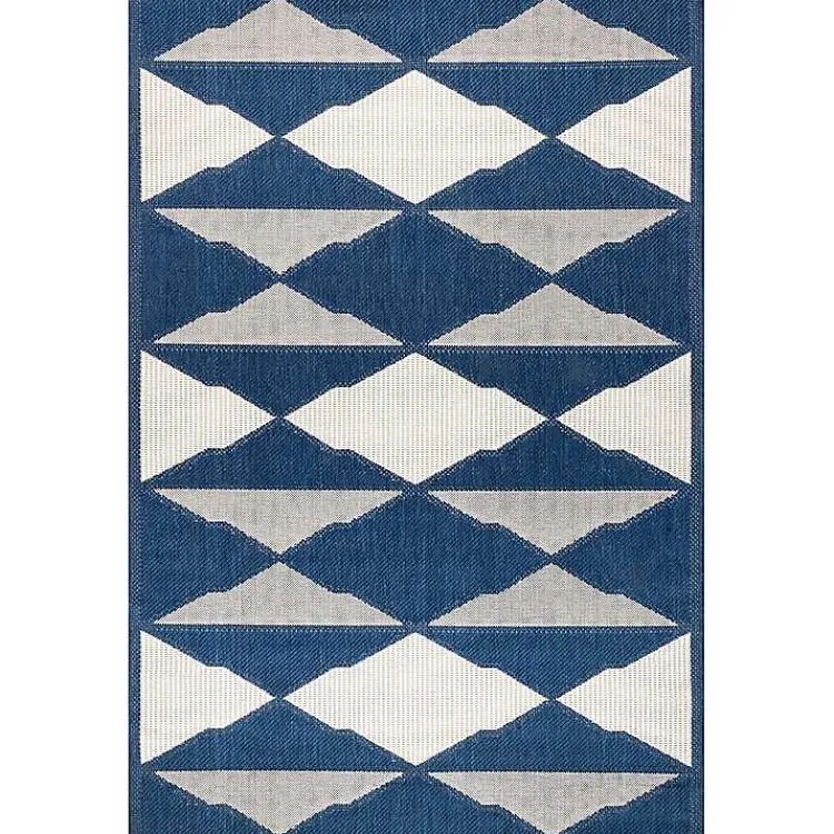 Kirklands Home Mitchell Blue Geo Diamonds Outdoor Rug, 5x8 Sale