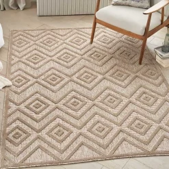 Kirklands Home Mocha Diamond Outdoor Area Rug, 6x9 New
