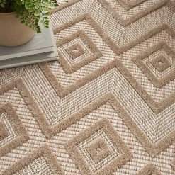 Kirklands Home Mocha Diamond Outdoor Area Rug, 6x9 New