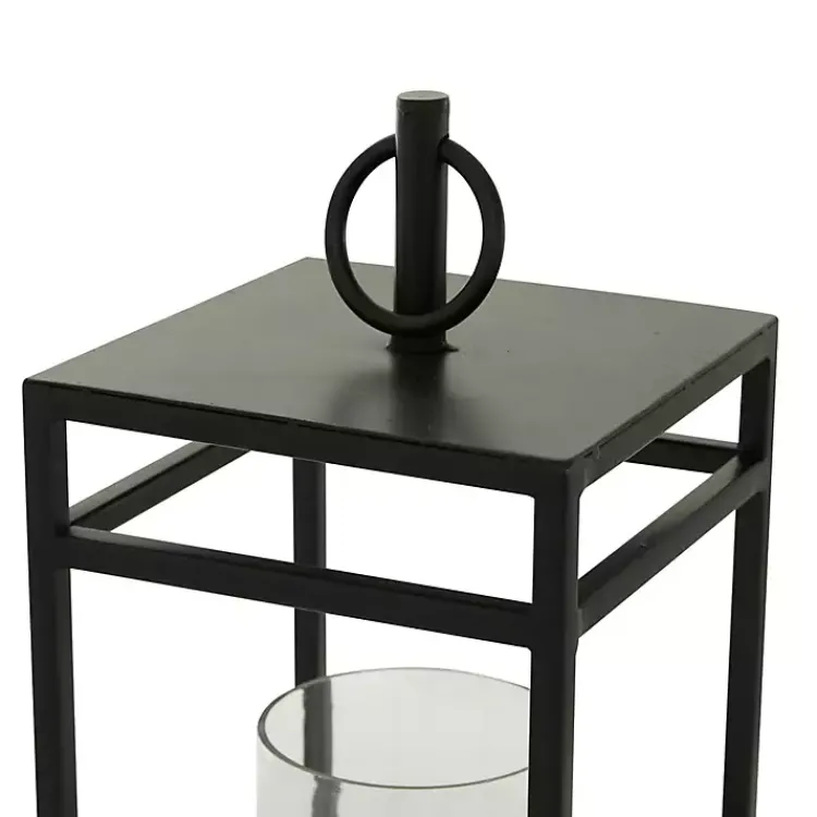 Lanterns>Kirklands Home Modern Vintage Iron Framed Lantern, 18 in. Black