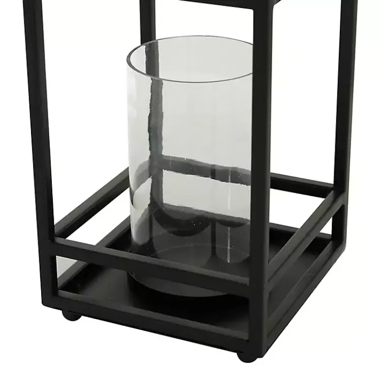 Lanterns>Kirklands Home Modern Vintage Iron Framed Lantern, 18 in. Black