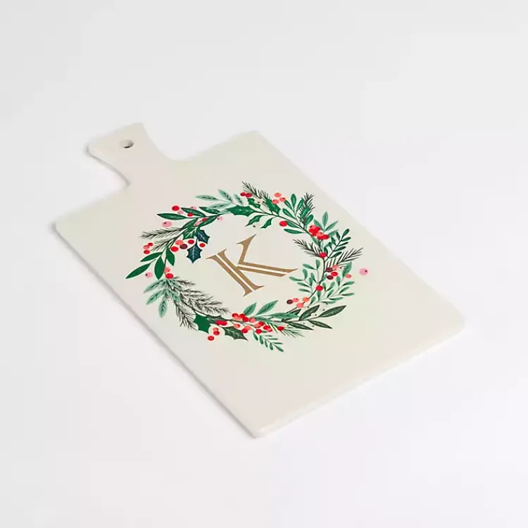 Kirklands Home Monogram K Christmas Wreath Serving Board Online