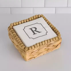 Kirklands Home Monogram R Beaded Napkin Holder Set Clearance