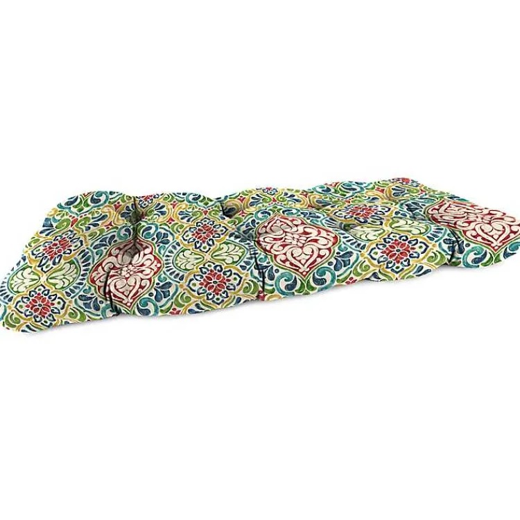 Kirklands Home Multi Fiorella Outdoor Wicker Loveseat Cushion Red Best