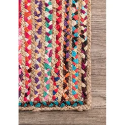Kirklands Home -Color Braided Jute and Cotton Area Rug, 5x8 Multi Outlet