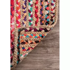 Kirklands Home -Color Braided Jute and Cotton Area Rug, 5x8 Multi Outlet
