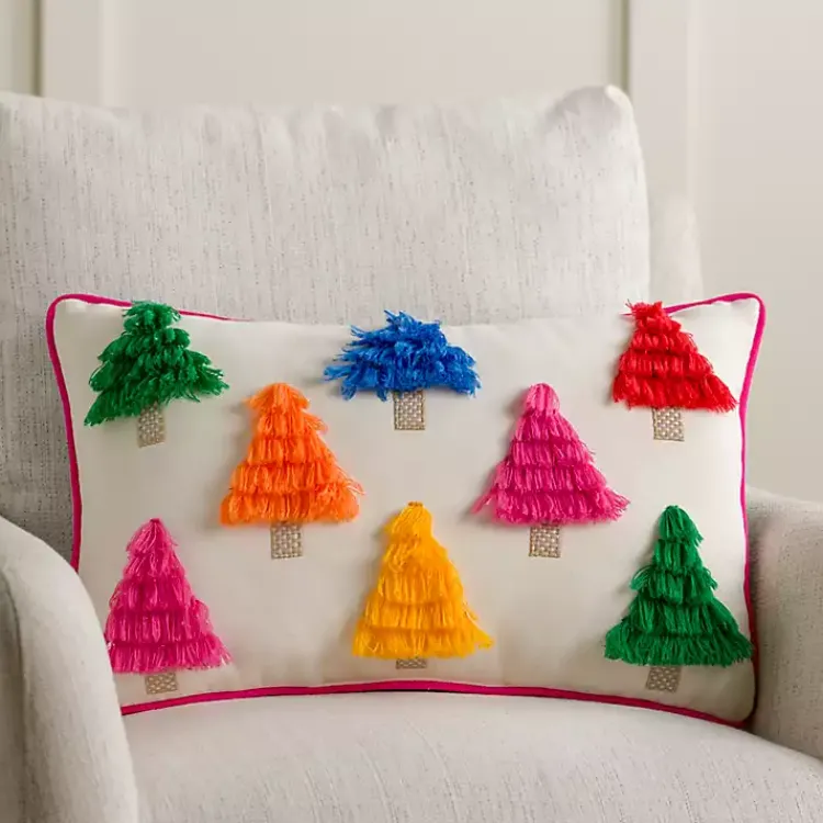 Pillows>Kirklands Home color Fringe Christmas Tree Pillow Multi