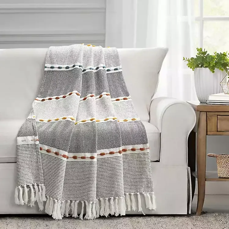 Blankets & Throws>Kirklands Home color Herringbone Stripe Throw Multi