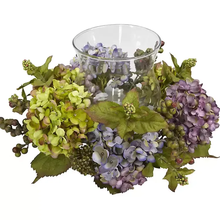 Arrangements & Greenery>Kirklands Home Multicolor Hydrangea and Berry Candle Centerpiece