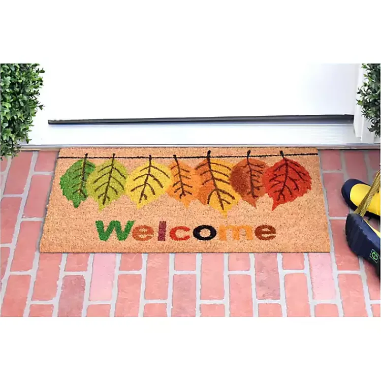 Fall>Kirklands Home Multicolor Welcome Fall Leaves Doormat, 36x24 in.