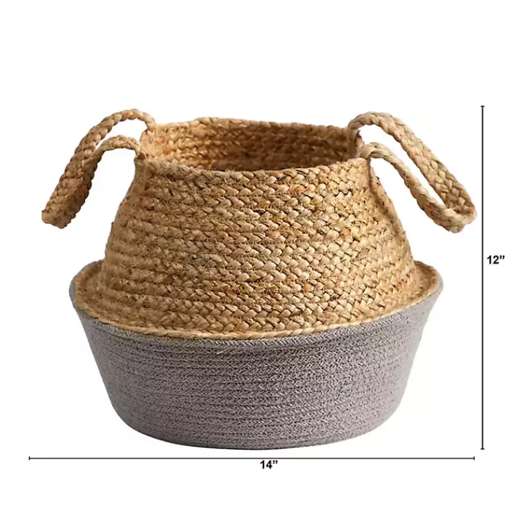 Baskets & Boxes>Kirklands Home Natural and Gray Woven Jute Planter Basket